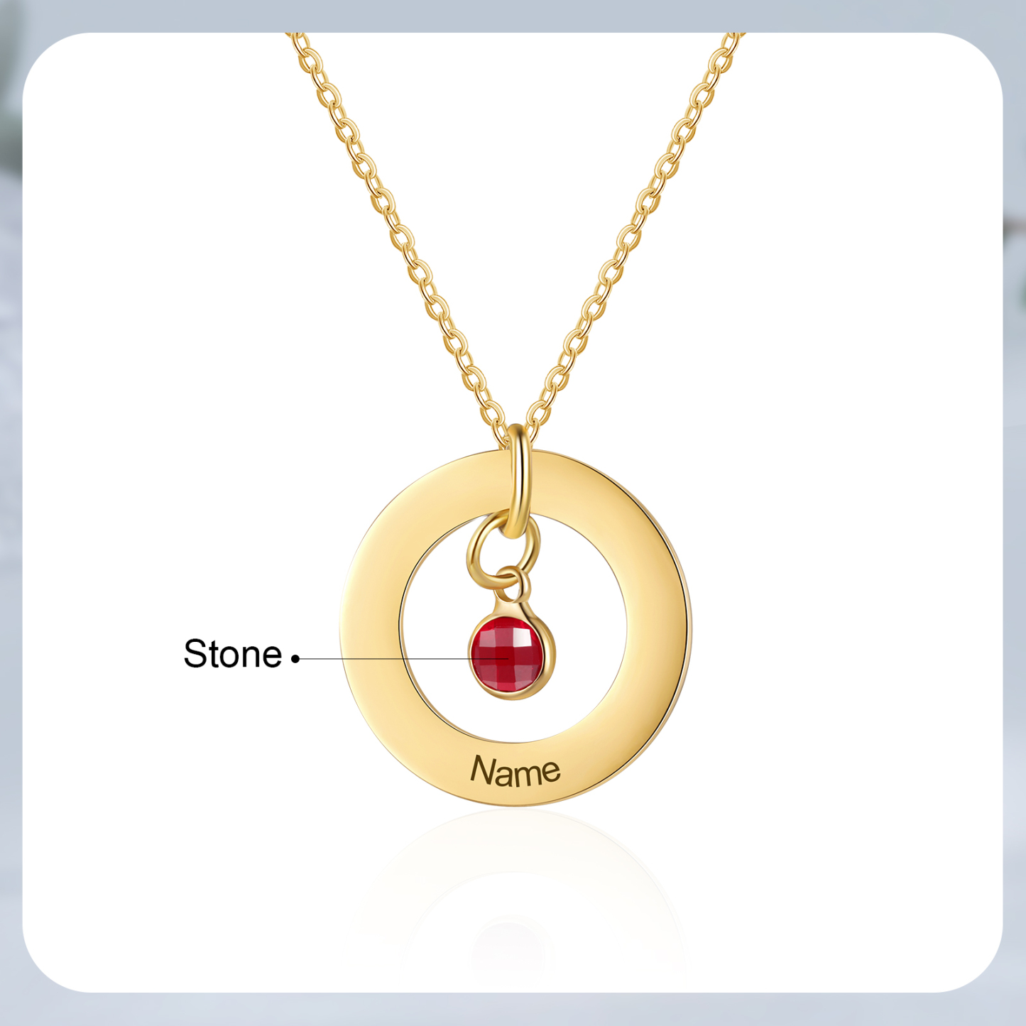 Collier Personnalisé avec 1 Pierre de Naissance et Collier 1 Prénom Personnalisable Doré pour Femme|Jessemade