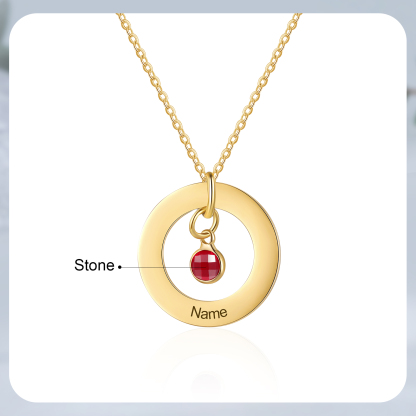 Collier Personnalisé avec 1 Pierre de Naissance et Collier 1 Prénom Personnalisable Doré pour Femme｜Jessemade