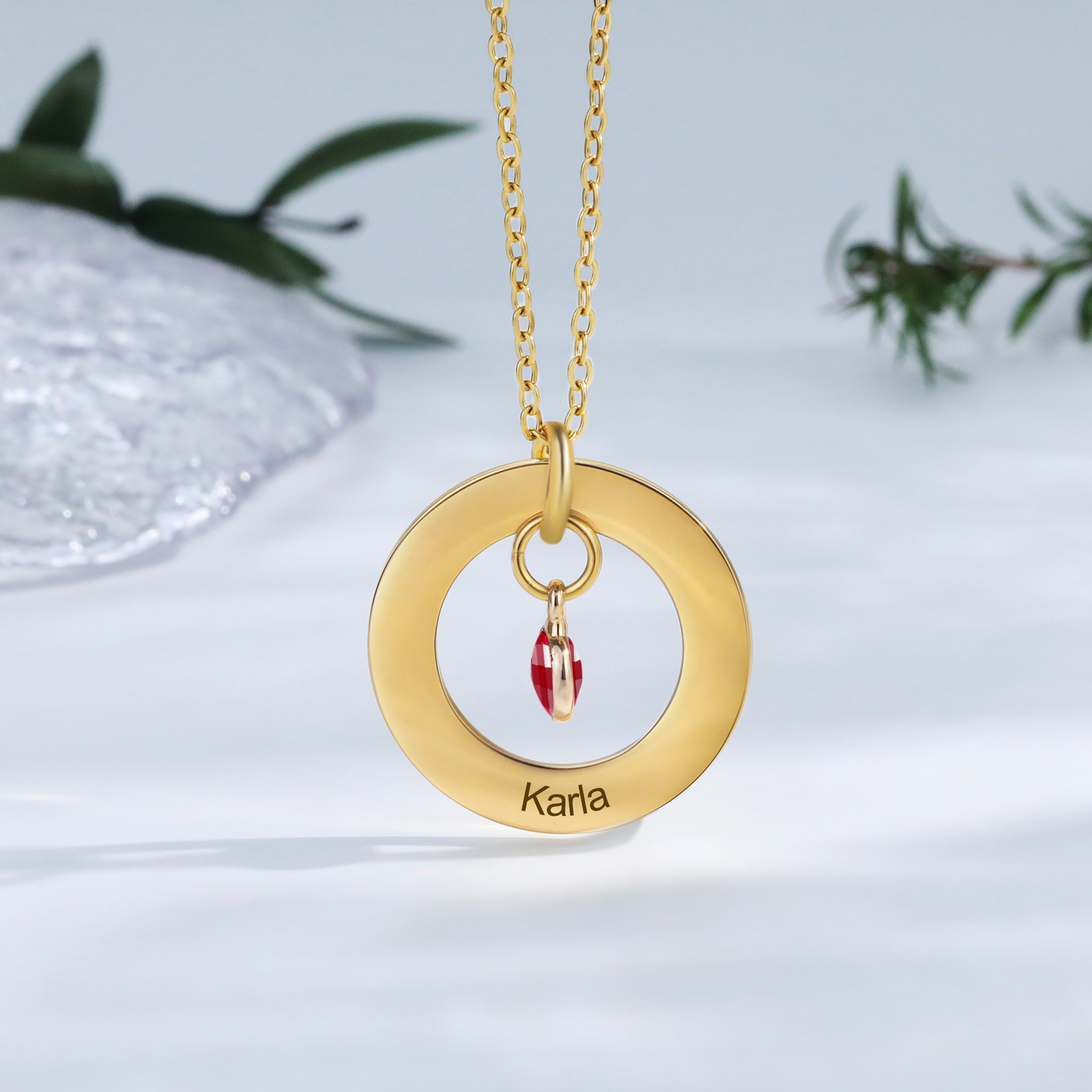 Collier Personnalisé avec 1 Pierre de Naissance et Collier 1 Prénom Personnalisable Doré pour Femme｜Jessemade