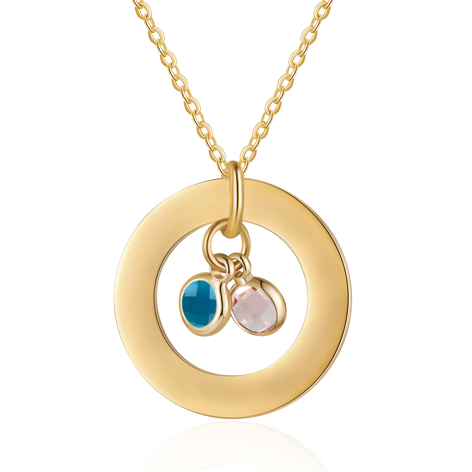 Collier Personnalisé avec 2 Pierres de Naissance et 2 Prénoms Collier Personnalisable Doré pour Femme｜Jessemade