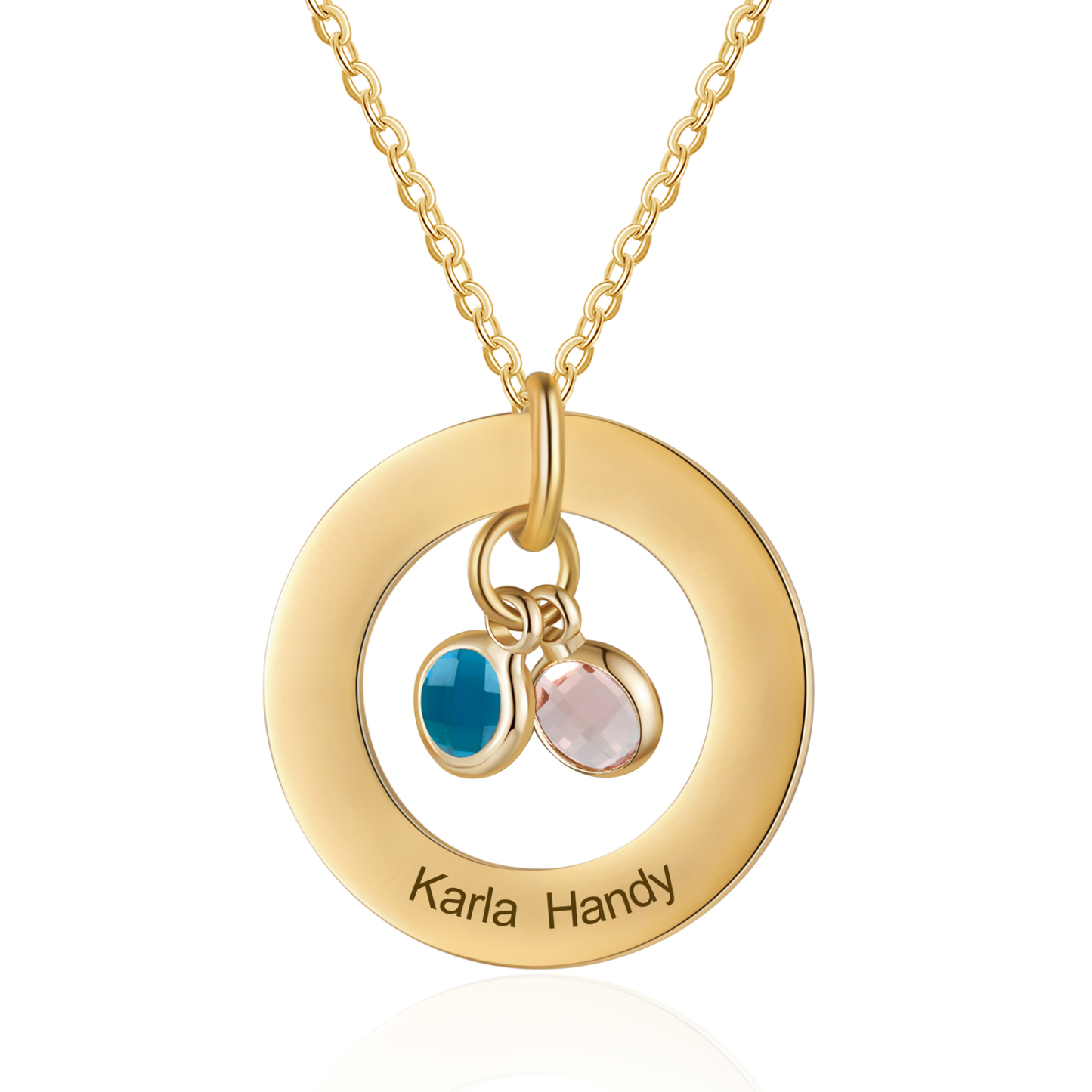 Collier personnalisé avec 2 prénoms et pierres de naissance | Jessemade