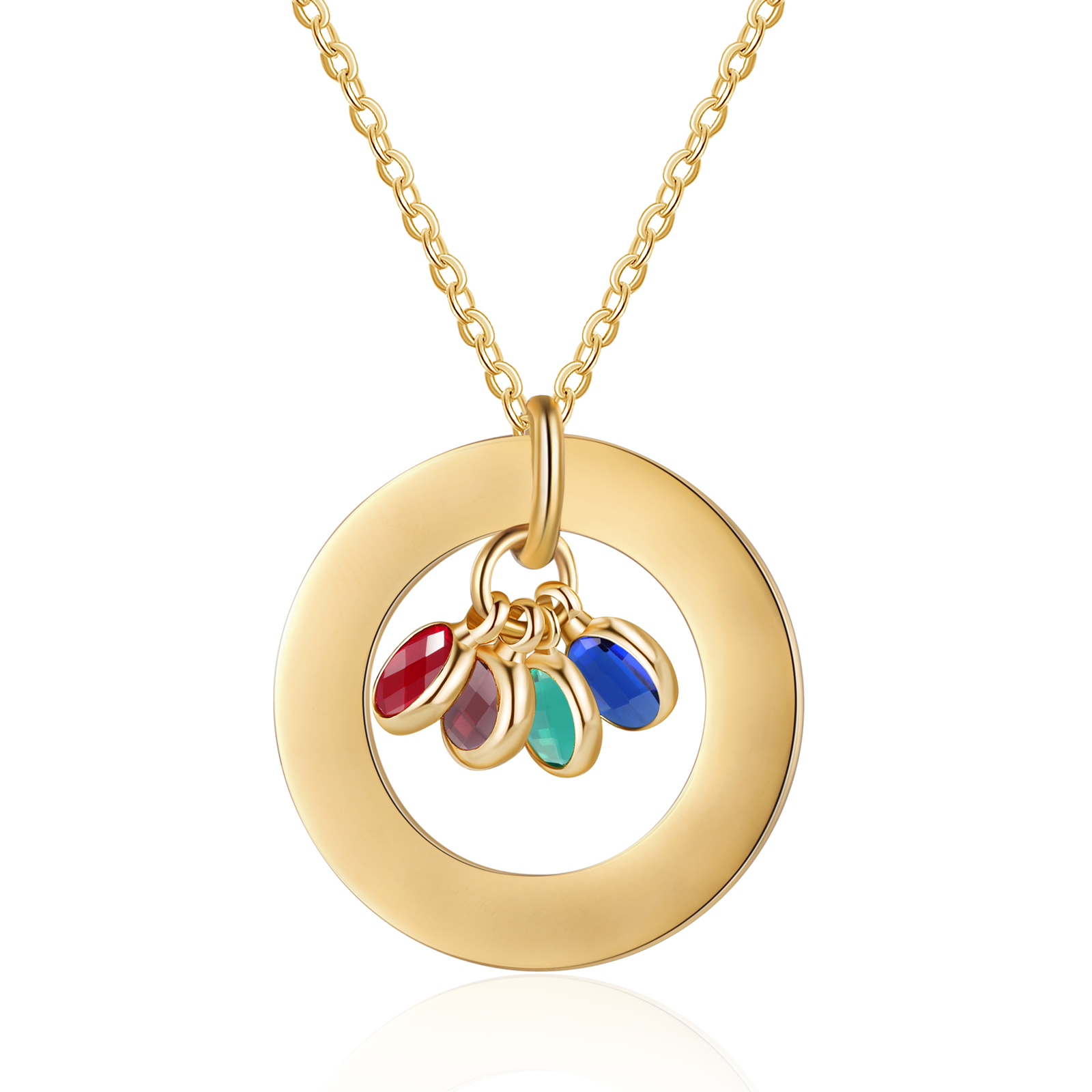 Collier Personnalisé avec 4 Pierres de Naissance et 4 Prénoms Collier Personnalisable Doré pour Femme｜Jessemade