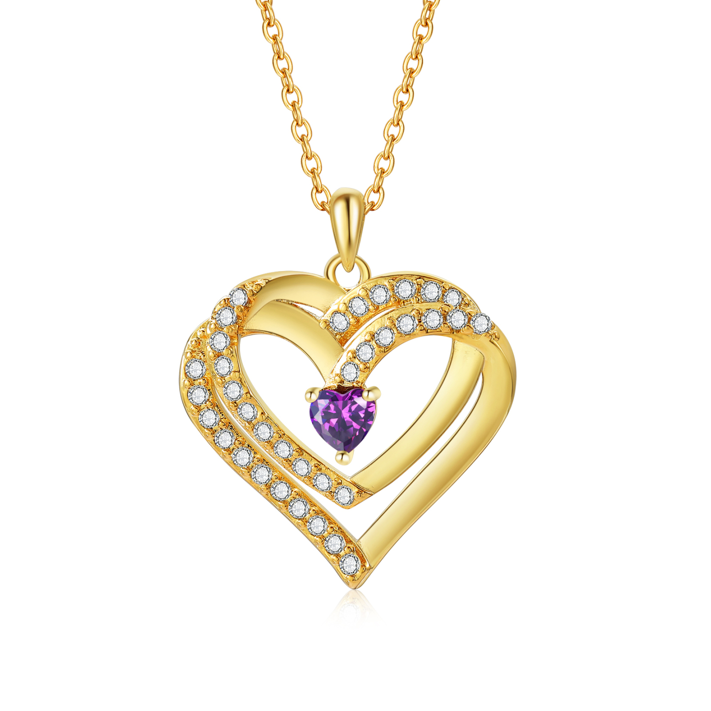 Collier Coeur Personnalisés 1 Prénom et 1 Pierre de Naissance Cuivre/Argent 925 Collier Personnalisable pour Femme|Jessemade