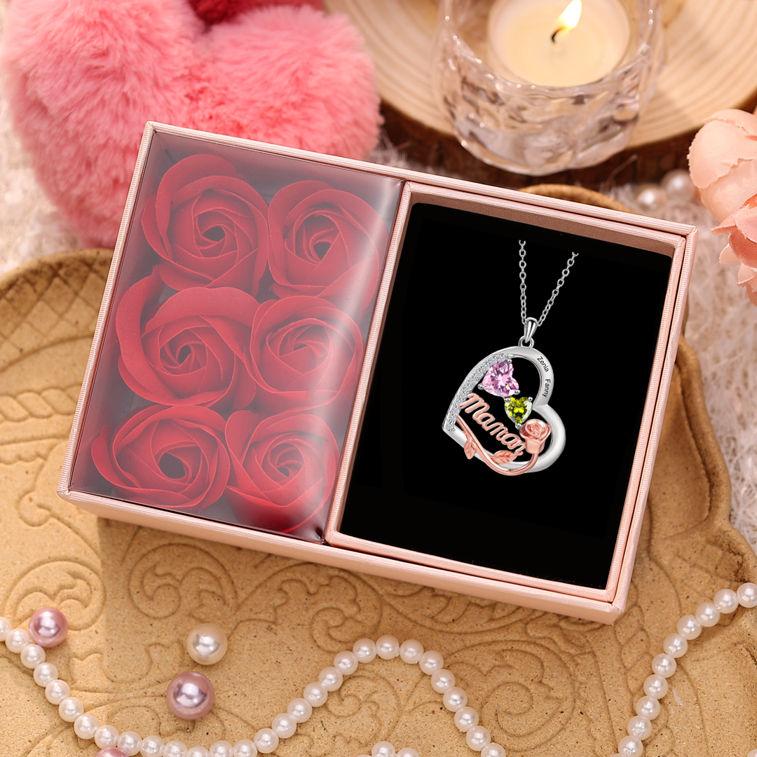 Collier Maman 1 à 4 noms pierres naissance Fête des Mères | Jessemade