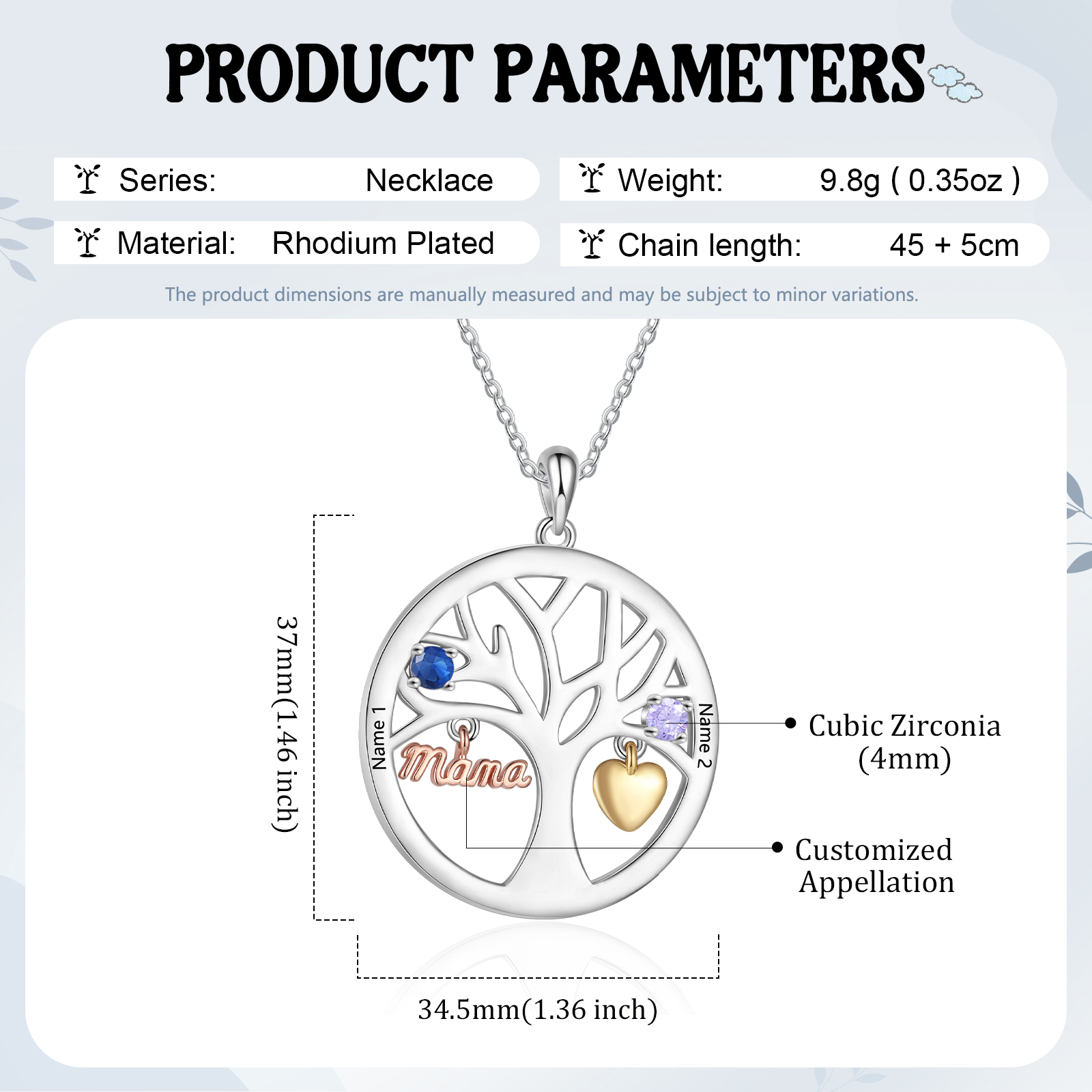Collier Cœur Personnalisé avec 2 Prénoms et 2 Pierres de Naissance – Cadeau pour Maman ou Amie | Jessemade