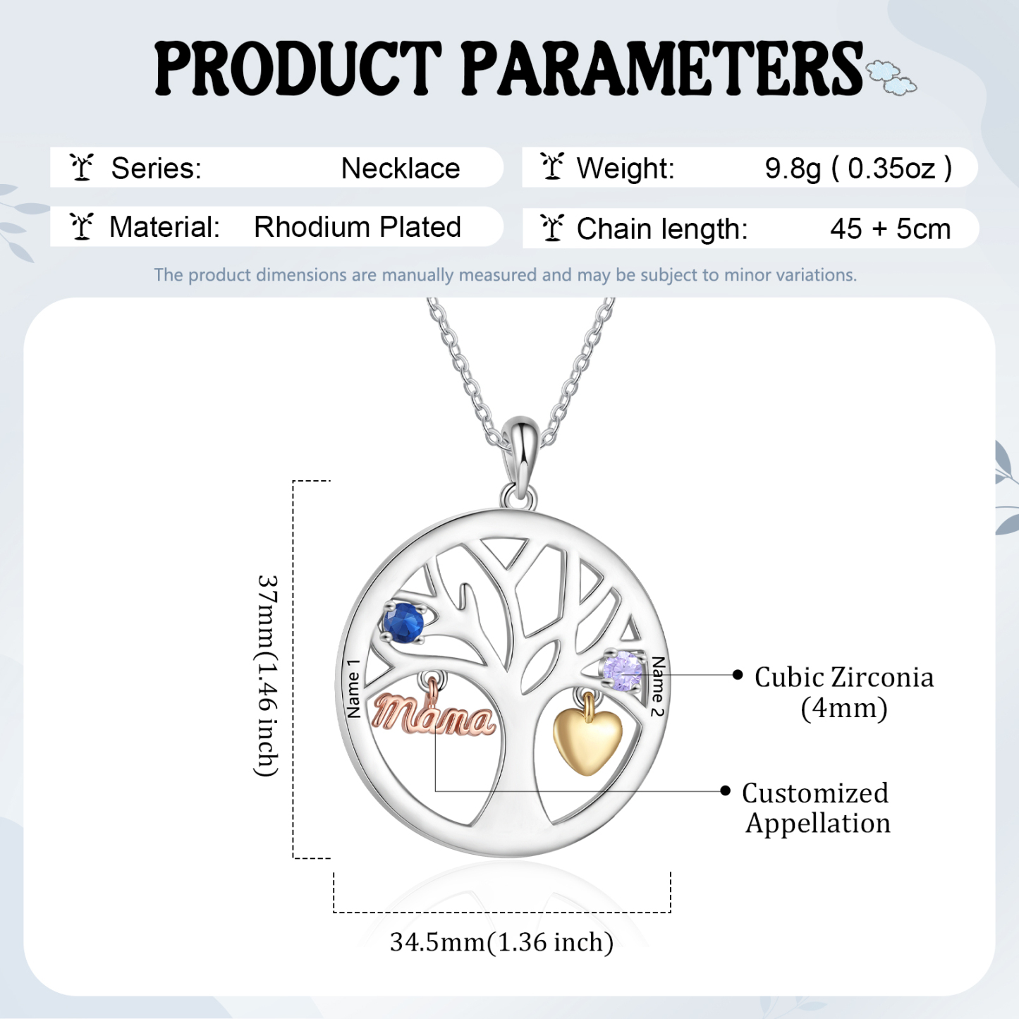Collier Cœur Personnalisé avec 2 Prénoms et 2 Pierres de Naissance – Cadeau pour Maman ou Amie | Jessemade