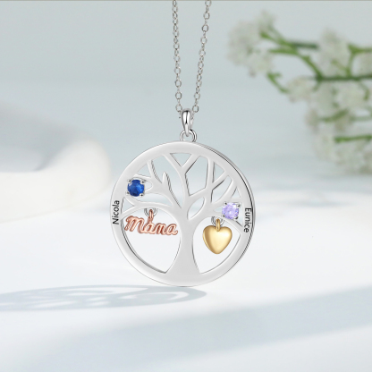 Collier Cœur Personnalisé avec 2 Prénoms et 2 Pierres de Naissance – Cadeau pour Maman ou Amie | Jessemade