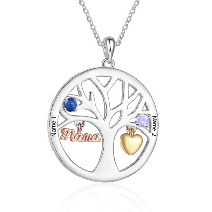 Collier Cœur Personnalisé avec 2 Prénoms et 2 Pierres de Naissance – Cadeau pour Maman ou Amie | Jessemade