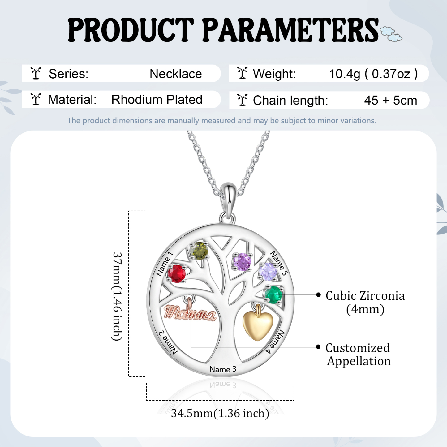 Collier Cœur Personnalisé avec 5 Prénoms et 5 Pierres de Naissance – Cadeau pour dire merci à Maman ou Amie | Jessemade