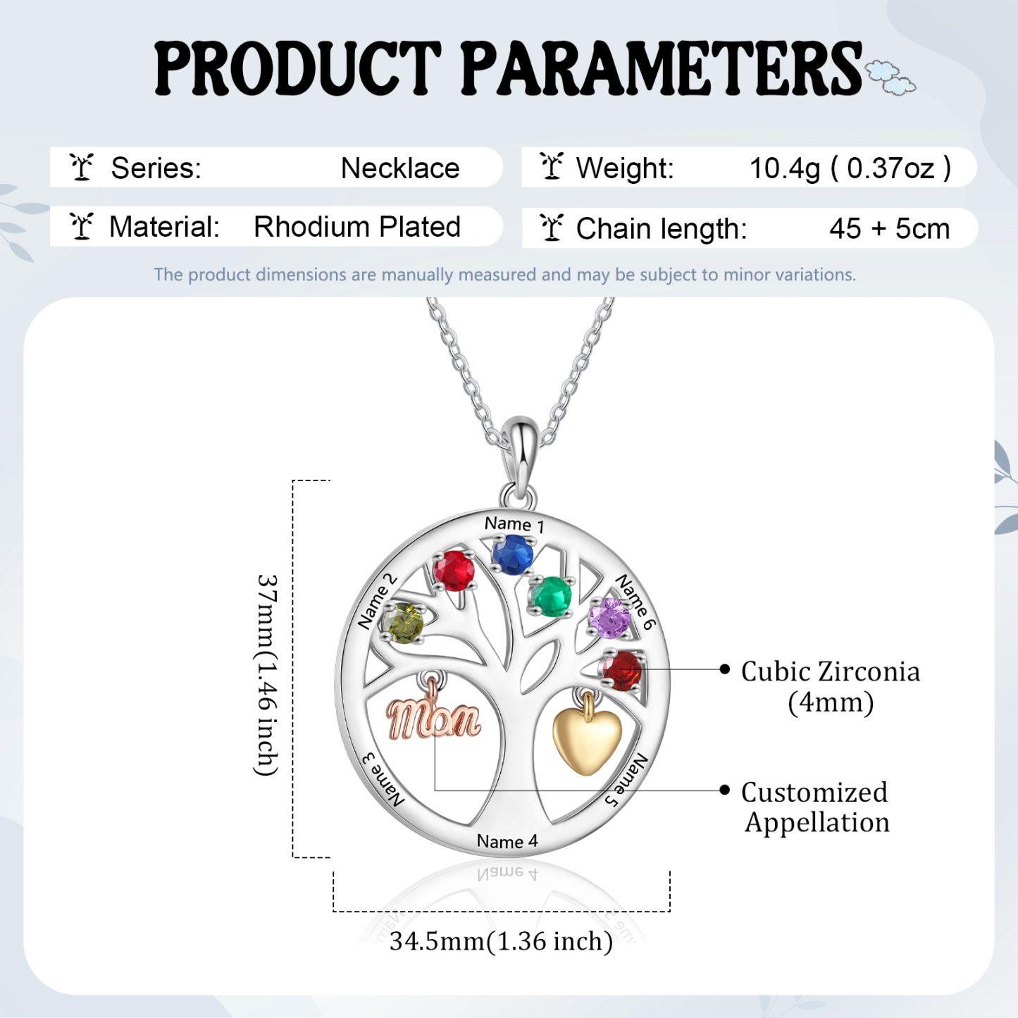 Collier Cœur Personnalisé avec 6 Prénoms et 6 Pierres de Naissance – Cadeau pour dire merci à Maman ou Amie | Jessemade