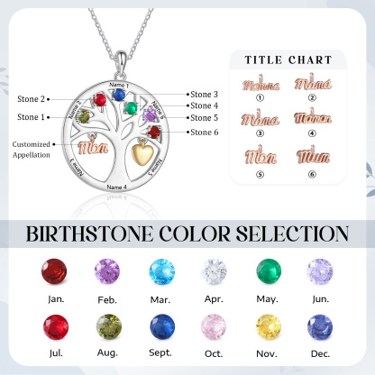Collier Cœur Personnalisé avec 6 Prénoms et 6 Pierres de Naissance – Cadeau pour dire merci à Maman ou Amie | Jessemade