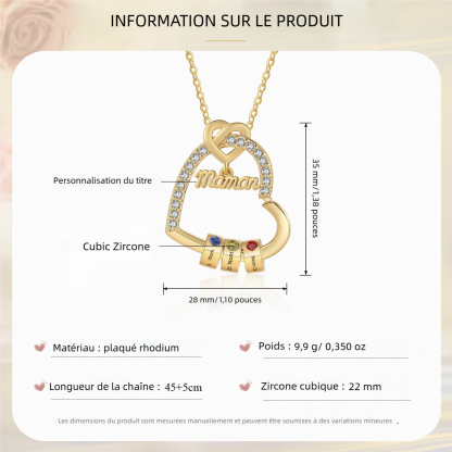 À Maman - Collier Cœur Personnalisé avec 1-5Prénoms et Pierres de Naissance – Cadeau pour Femme, Maman  | Jessemade