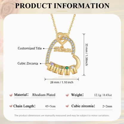 [Copy][Copy][Copy][Copy]Collier Cœur Personnalisé avec 5 Prénoms et 5 Pierres de Naissance – Cadeau pour Femme, Maman ou Amie | Jessemade
