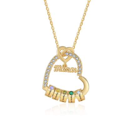 [Copy][Copy][Copy][Copy]Collier Cœur Personnalisé avec 5 Prénoms et 5 Pierres de Naissance – Cadeau pour Femme, Maman ou Amie | Jessemade
