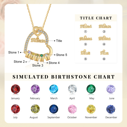 [Copy][Copy][Copy][Copy]Collier Cœur Personnalisé avec 5 Prénoms et 5 Pierres de Naissance – Cadeau pour Femme, Maman ou Amie | Jessemade