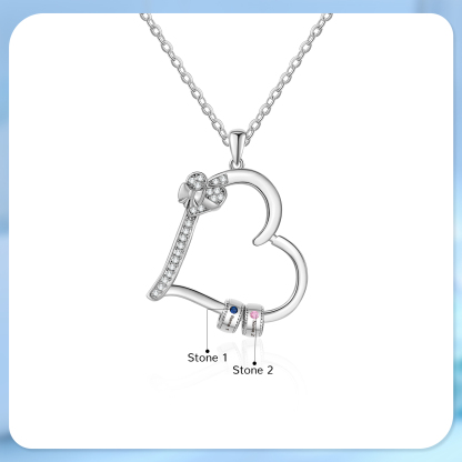 Collier Coeur Personnalisé 2 Prénoms et Pierres de Naissance Collier Femme｜Jessemade