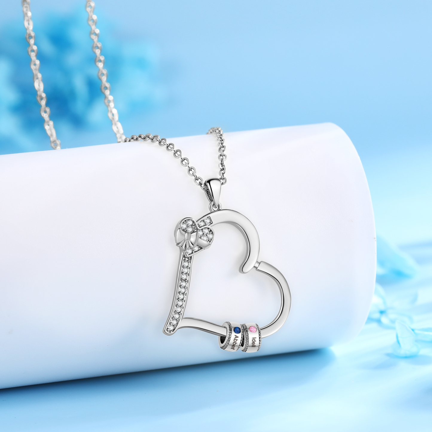 Collier Coeur Personnalisé 2 Prénoms et Pierres de Naissance Collier Femme|Jessemade