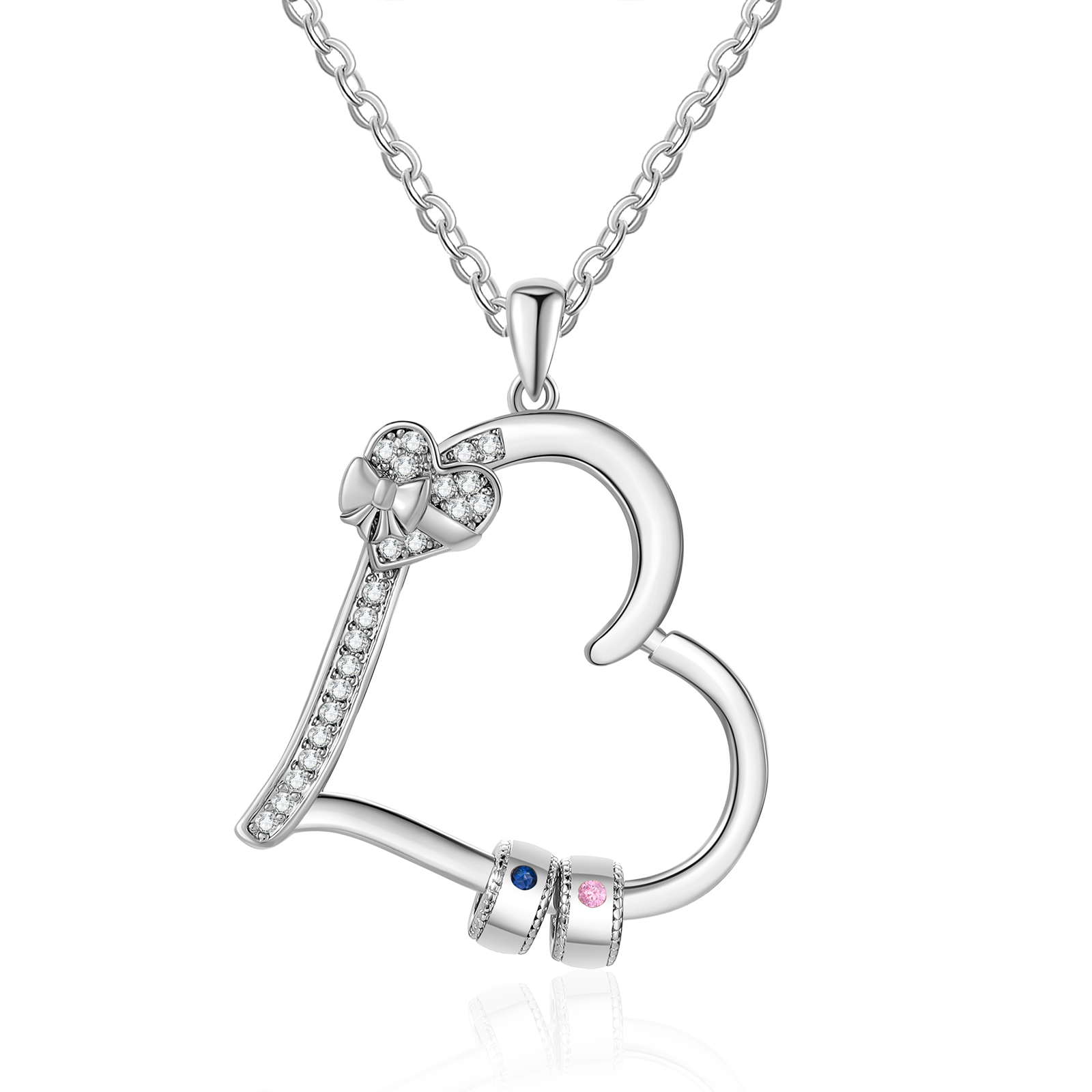 Collier Coeur Personnalisé 2 Prénoms et Pierres de Naissance Collier Femme|Jessemade