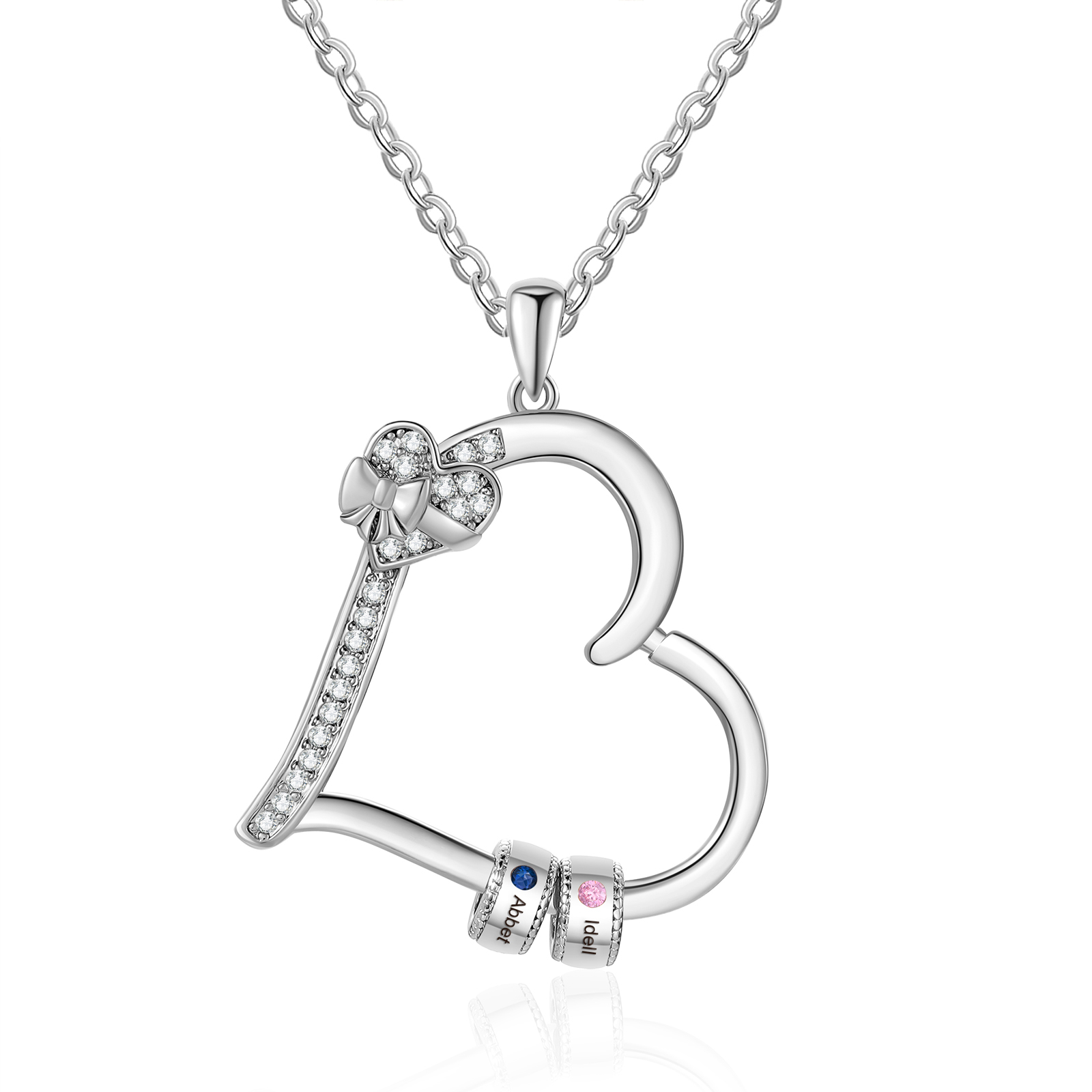 Collier Coeur Personnalisé 2 Prénoms et Pierres de Naissance Collier Femme｜Jessemade
