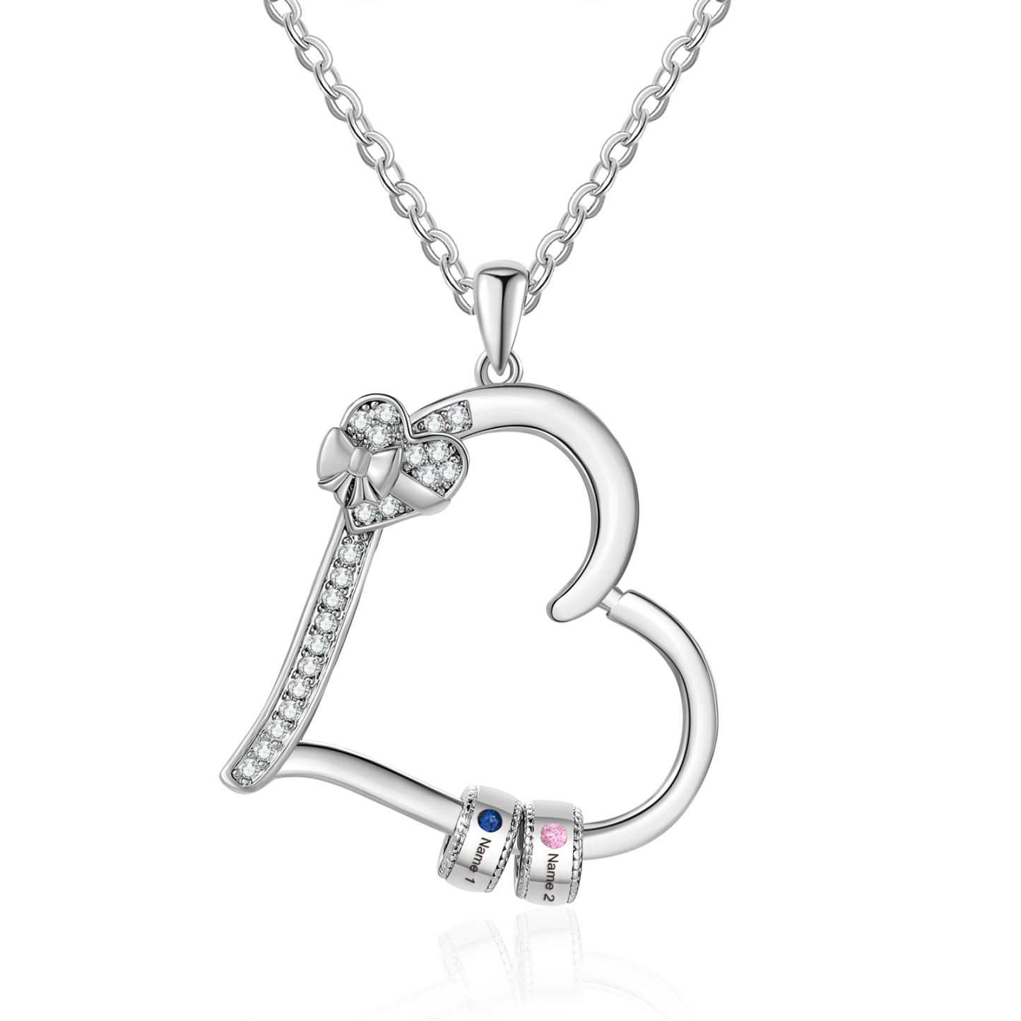 Collier Coeur Personnalisé 2 Prénoms et Pierres de Naissance Collier Femme|Jessemade