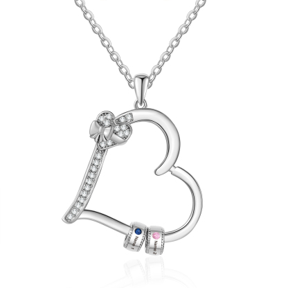 Collier Coeur Personnalisé 2 Prénoms et Pierres de Naissance Collier Femme｜Jessemade
