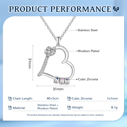 Collier Coeur Personnalisé 3 Prénoms et Pierres de Naissance Collier Femme｜Jessemade