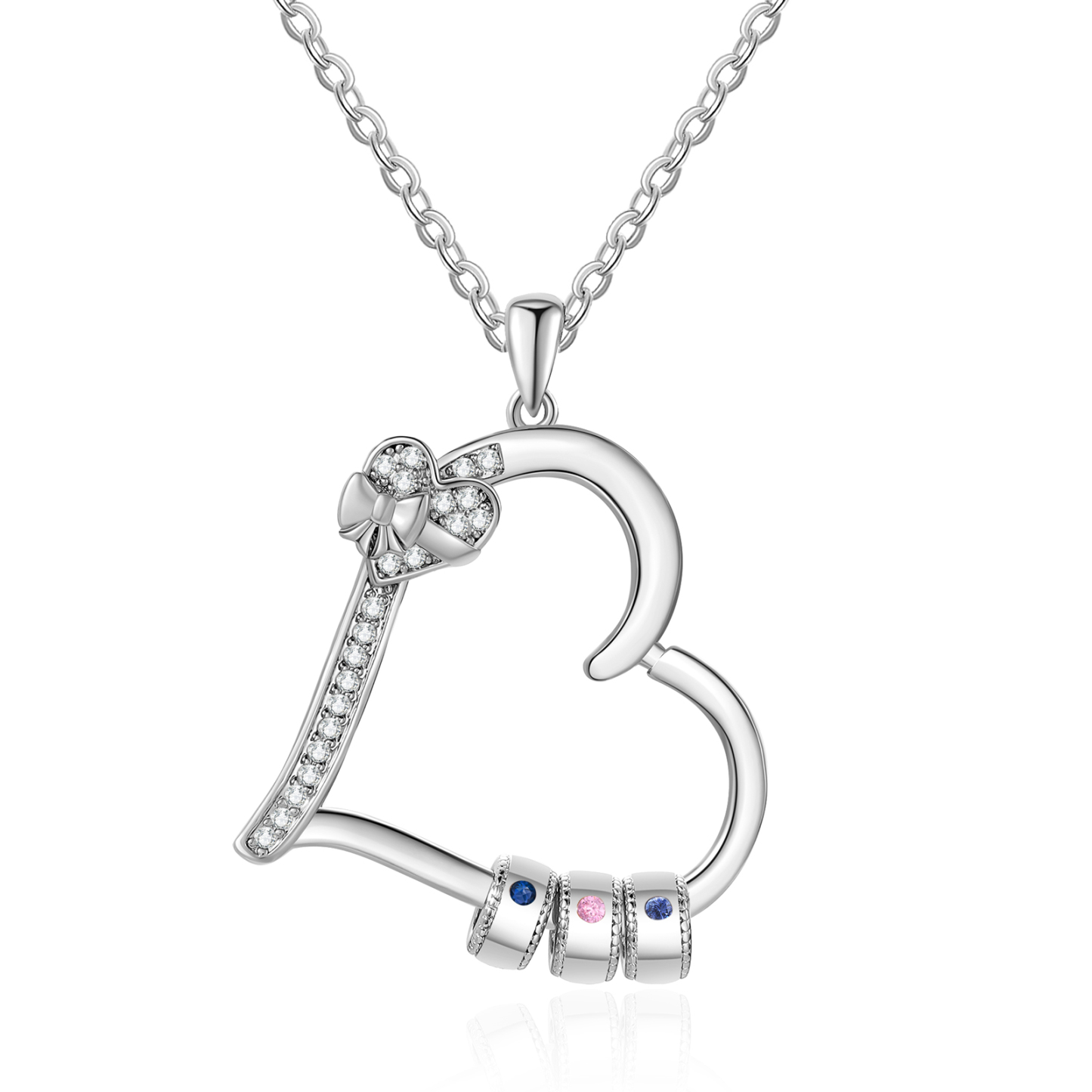 Collier Coeur Personnalisé 3 Prénoms et Pierres de Naissance Collier Femme|Jessemade