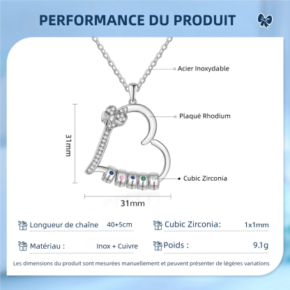 Collier Coeur Personnalisé 2-5 Prénoms et Pierres de Naissance Collier Femme｜Jessemade