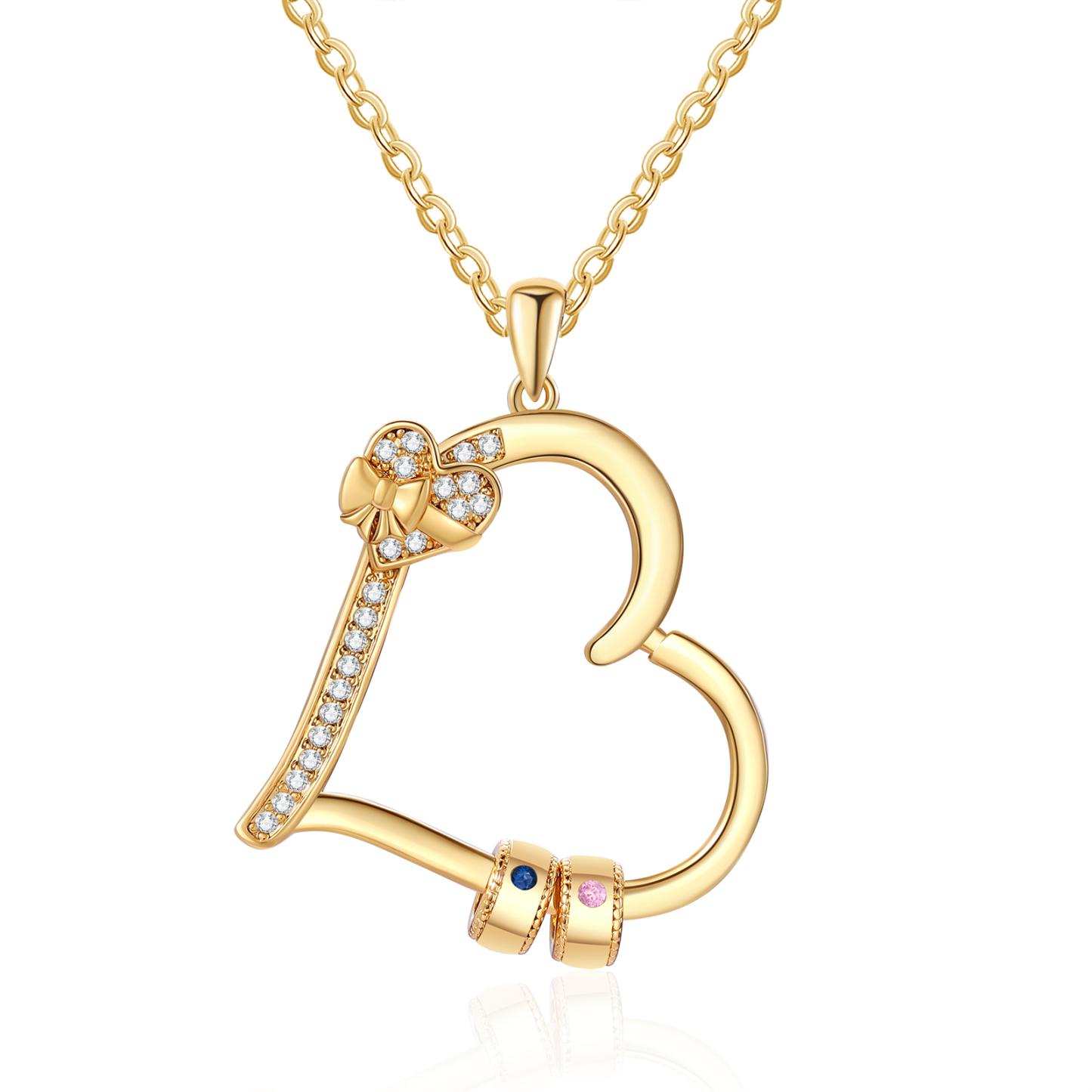 Collier Coeur Personnalisé 2 Prénoms et Pierres de Naissance Collier Femme|Jessemade