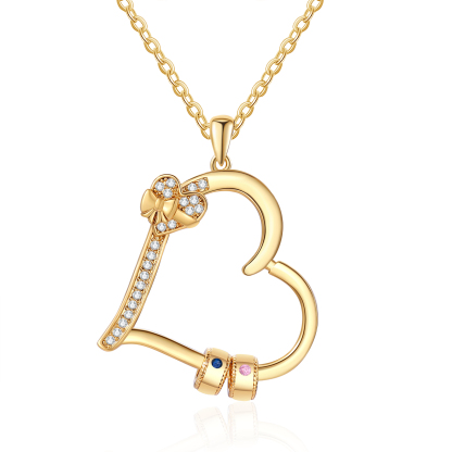 Collier Coeur Personnalisé 2 Prénoms et Pierres de Naissance Collier Femme｜Jessemade