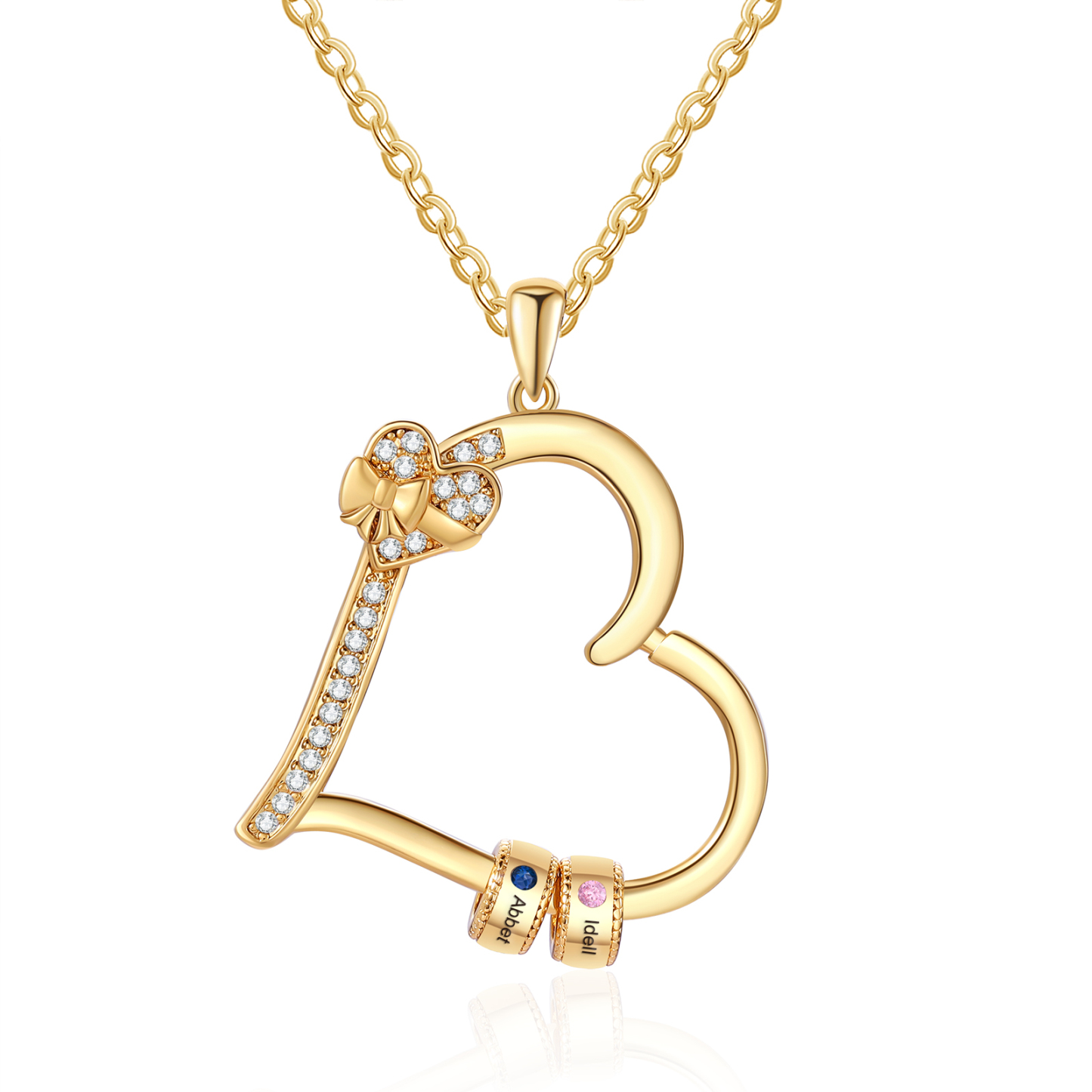 Collier Coeur Personnalisé 2 Prénoms et Pierres de Naissance Collier Femme|Jessemade