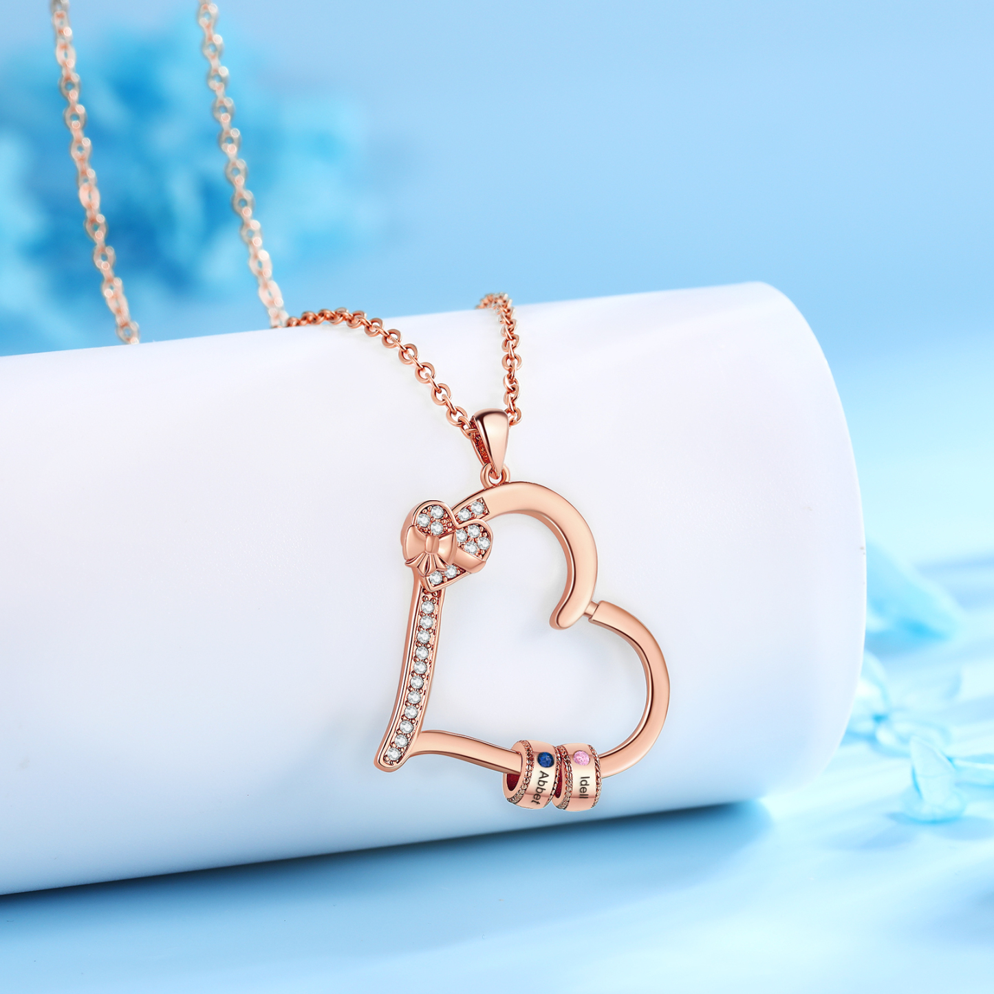 Collier Coeur Personnalisé 2 Prénoms et Pierres de Naissance Collier Femme|Jessemade