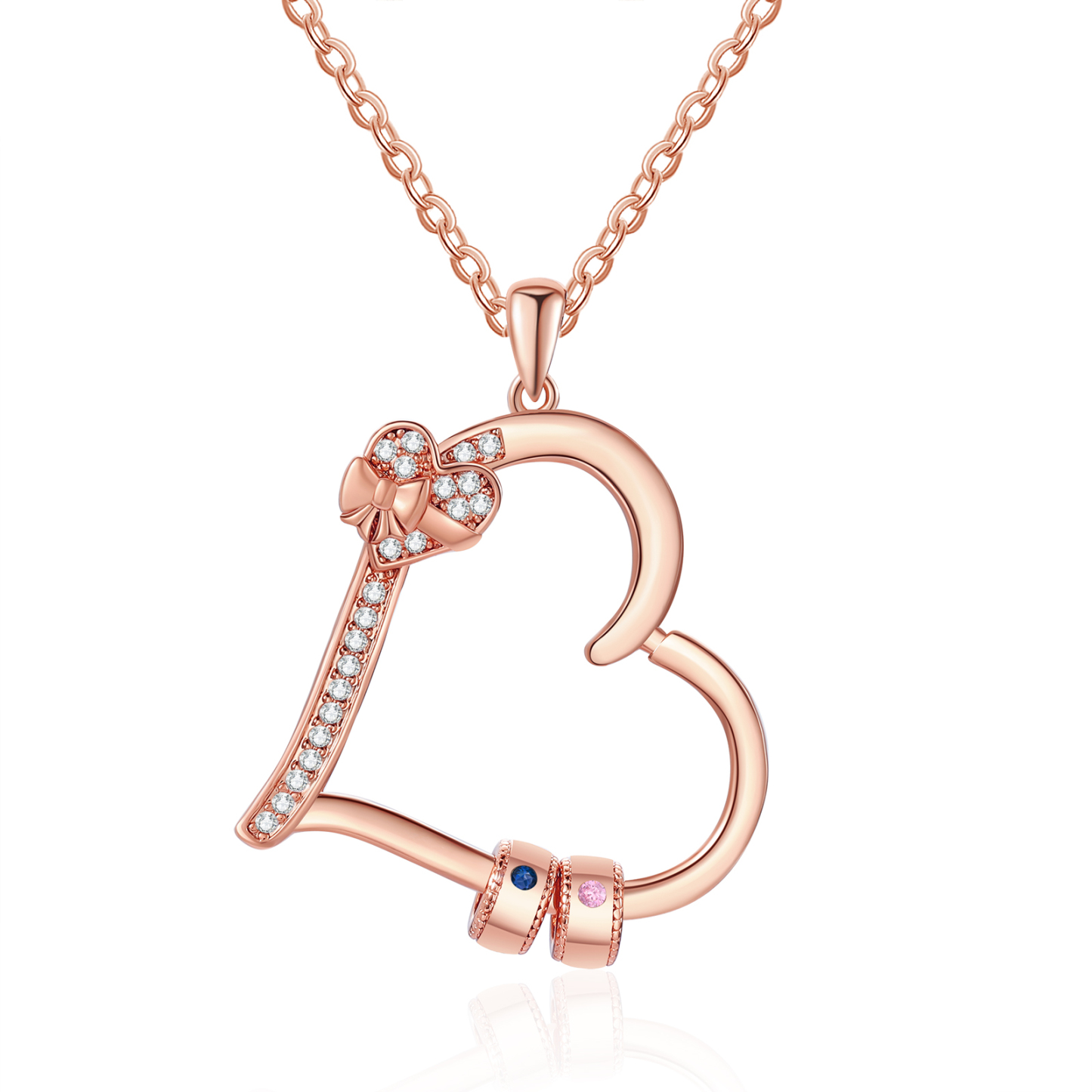 Collier Coeur Personnalisé 2 Prénoms et Pierres de Naissance Collier Femme|Jessemade