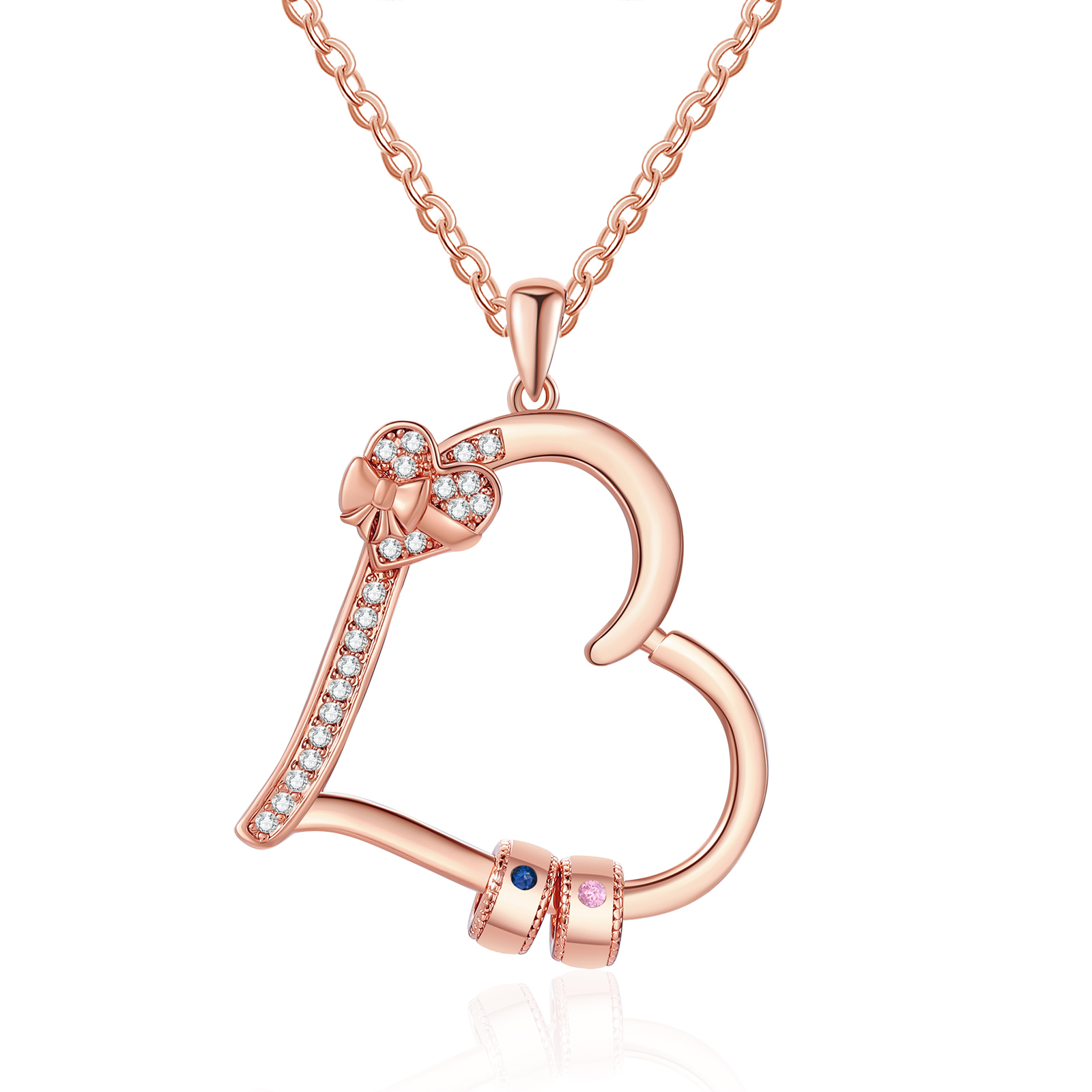 Collier Coeur Personnalisé 2 Prénoms et Pierres de Naissance Collier Femme|Jessemade