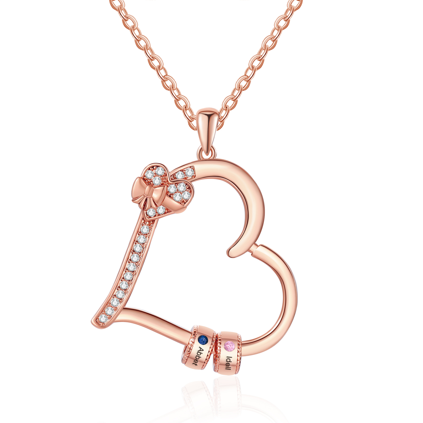 Collier Coeur Personnalisé 2 Prénoms et Pierres de Naissance Collier Femme|Jessemade