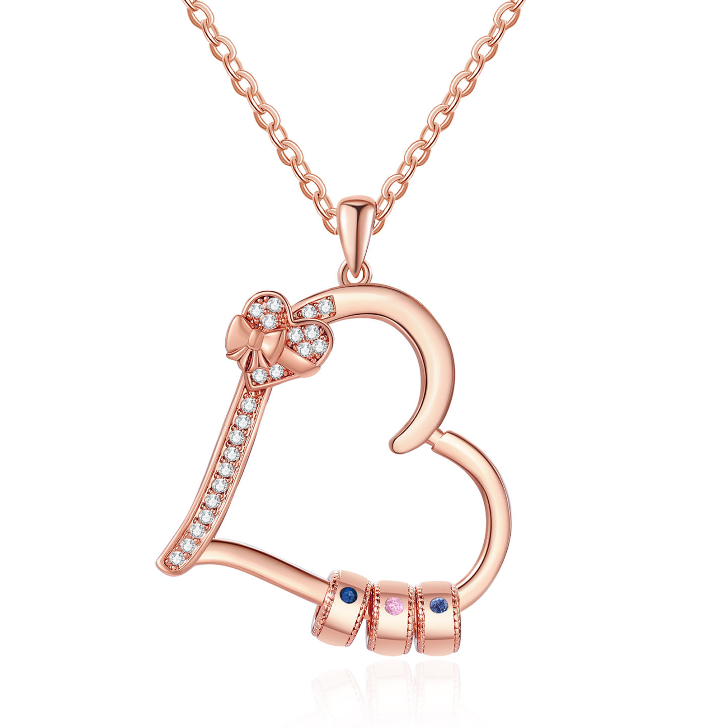 Collier Coeur Personnalisé 3 Prénoms et Pierres de Naissance Collier Femme|Jessemade