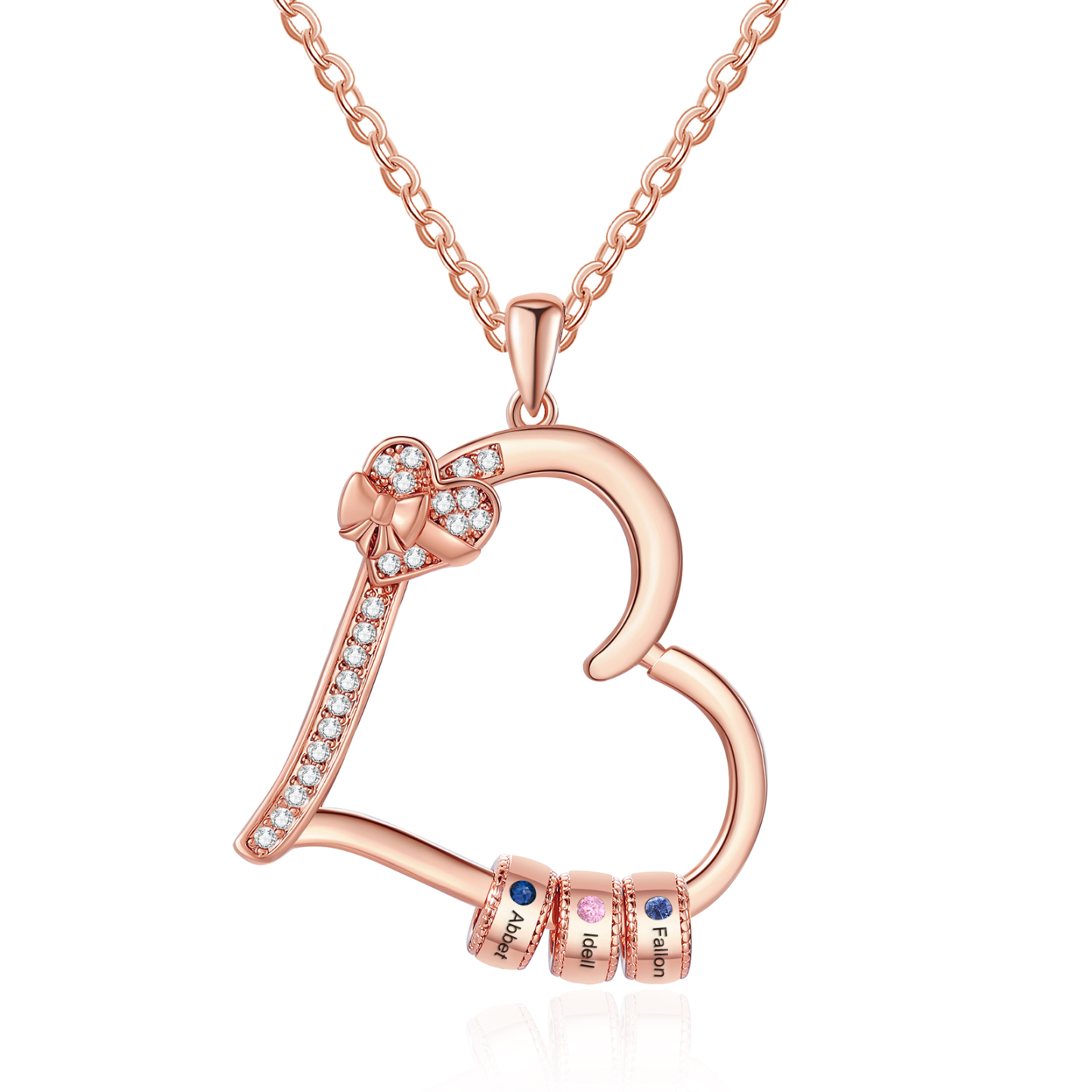 Collier Coeur Personnalisé 3 Prénoms et Pierres de Naissance Collier Femme|Jessemade