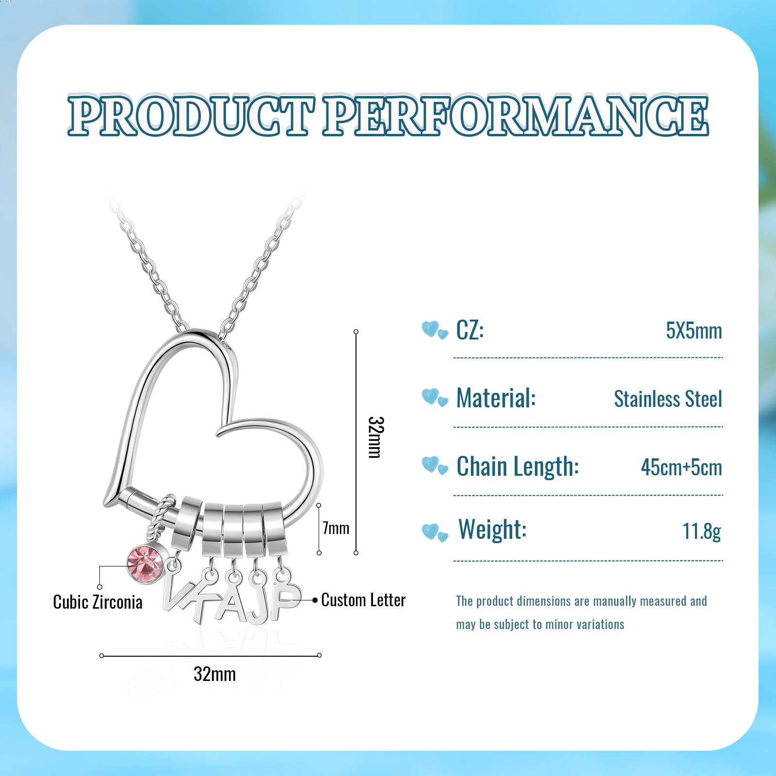 Collier Cœur Personnalisé avec 5 Lettres et Pierre de Naissance – Cadeau pour Femme, Maman ou Amie | Jessemade