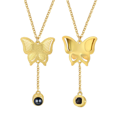 Collier Papillon Personnalisé Photo Projection Collier Personnalisé 3 couleurs pour Femme | Jessemade