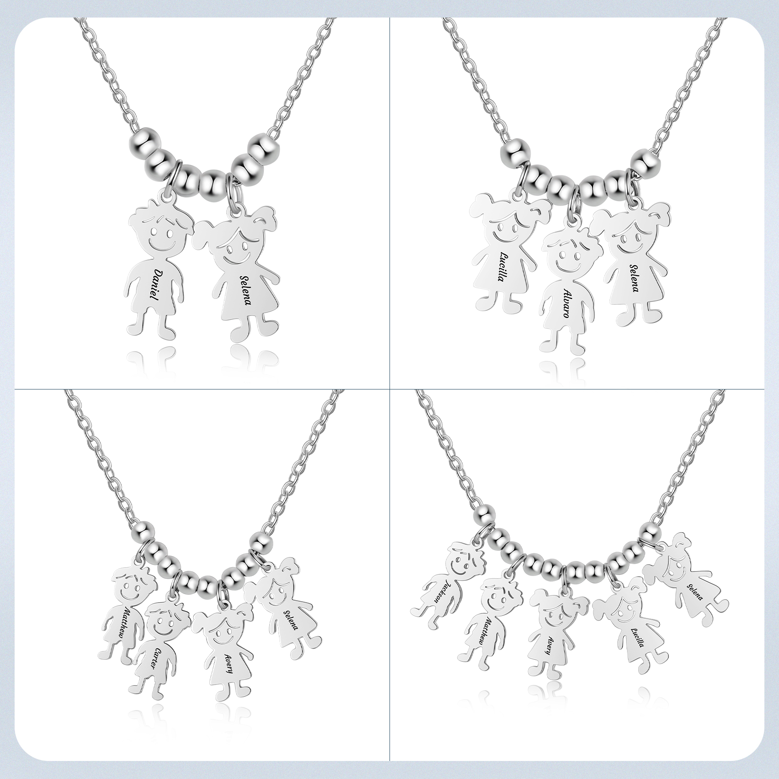 Collier Personnalisé Avec 3 Breloques Enfants et 3 Prénoms | Jessemade