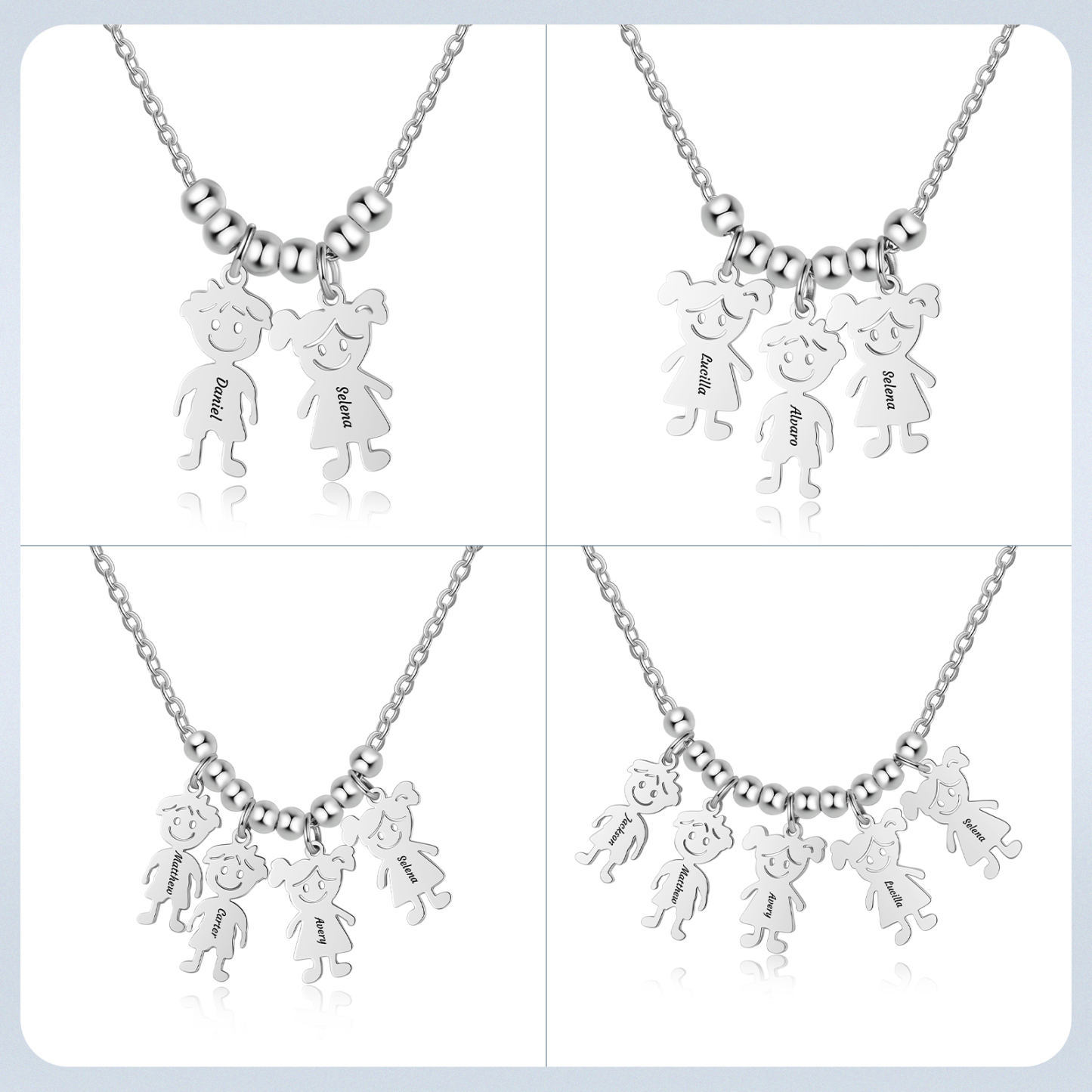 Collier Personnalisé Avec 3 Breloques Enfants et 3 Prénoms | Jessemade