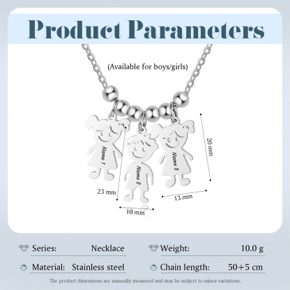 Collier Personnalisé Avec 3 Breloques Enfants et 3 Prénoms | Jessemade