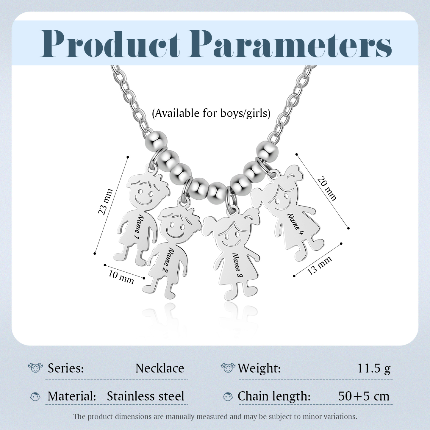 Collier Personnalisé Avec 4 Breloques Enfants et 4 Prénoms | Jessemade