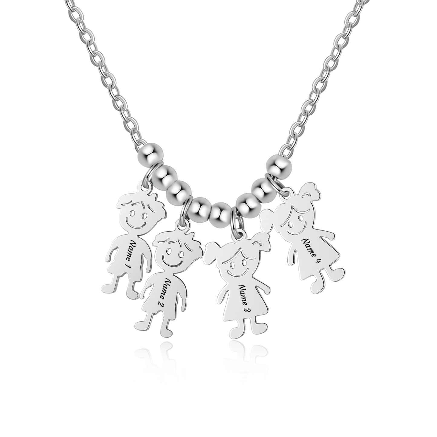 Collier Personnalisé Avec 4 Breloques Enfants et 4 Prénoms | Jessemade