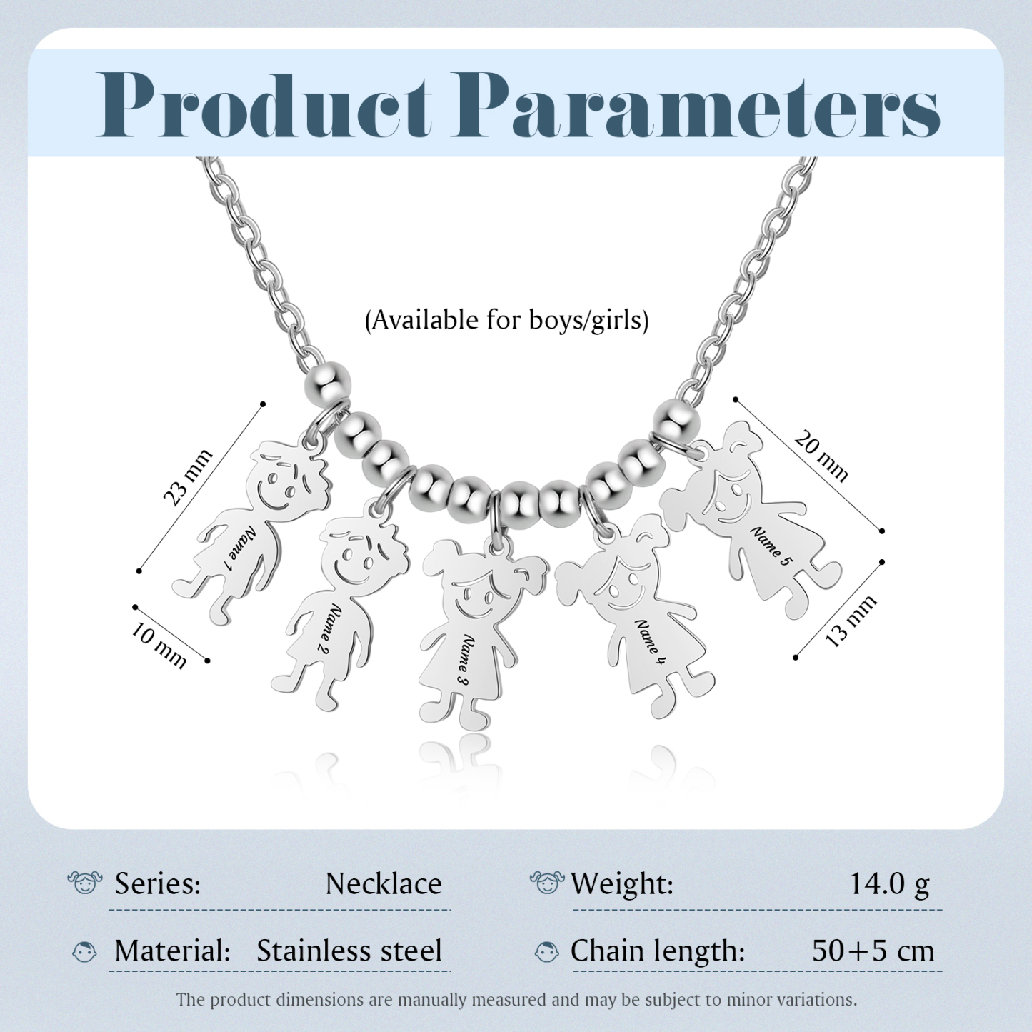 Collier Personnalisé Avec 5 Breloques Enfants et 5 Prénoms | Jessemade