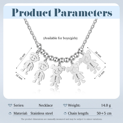 Collier Personnalisé Avec 5 Breloques Enfants et 5 Prénoms | Jessemade