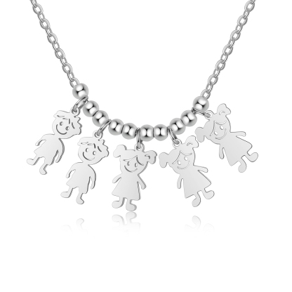 Collier Personnalisé Avec 5 Breloques Enfants et 5 Prénoms | Jessemade