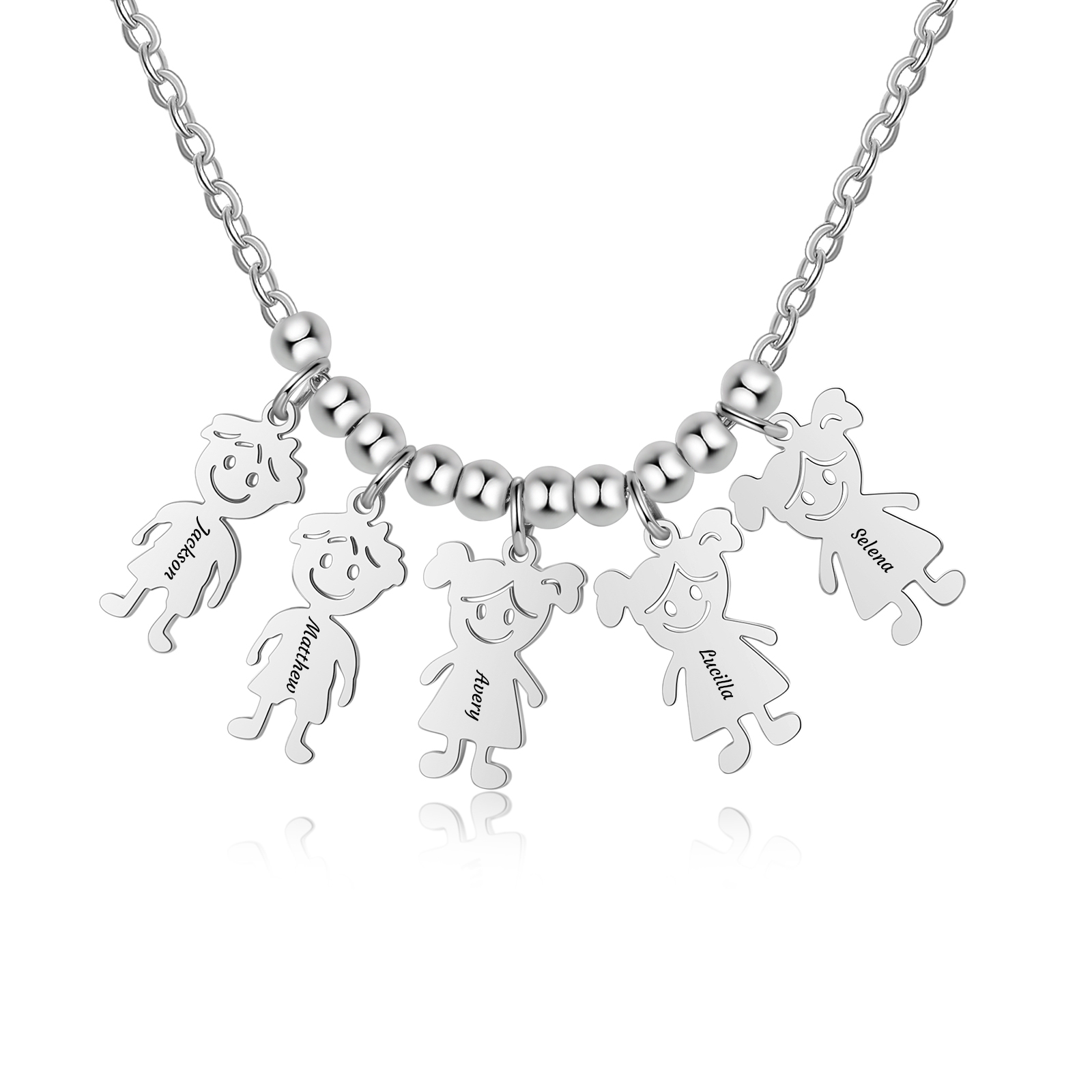Collier Personnalisé avec 5 Pendentifs Enfants Gravés – Cadeau Unique pour Maman ou Mamie | Jessemade