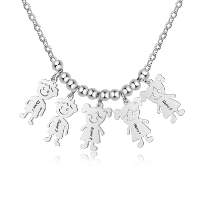Collier Personnalisé Avec 5 Breloques Enfants et 5 Prénoms | Jessemade