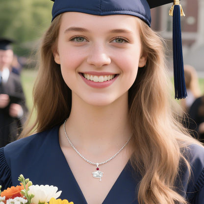 Collier Personnalisé Chapeau de Diplômé avec Nom, Année et Pierre de Naissance | Jessemade